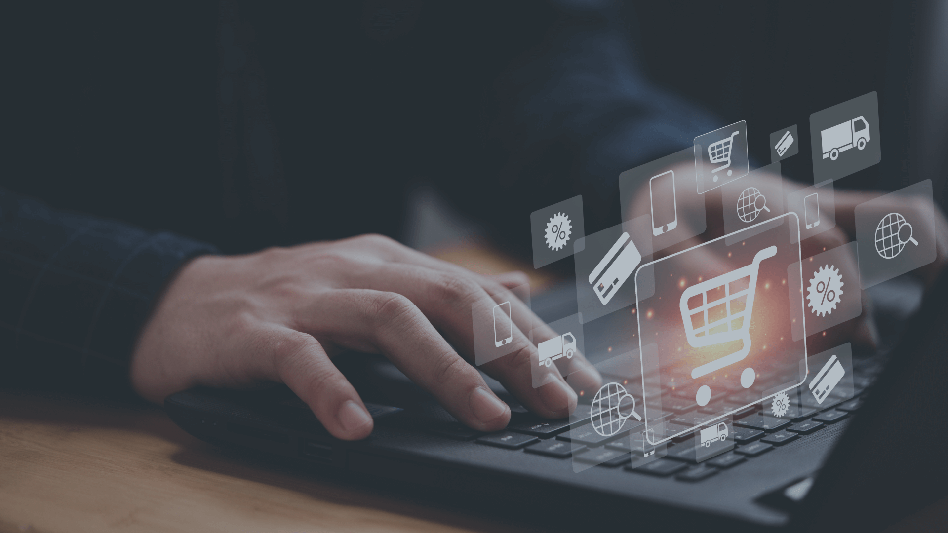 Acumatica_general-core-modules_commerce-connectors Infographic illustrating key factors for selecting the ideal ecommerce platform for your business needs.